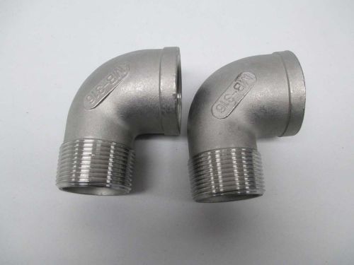 LOT 2 NEW STAINLESS 90 DEGREE ELBOW 1-1/4IN MALE/FEMALE PIPE FITTING D361963