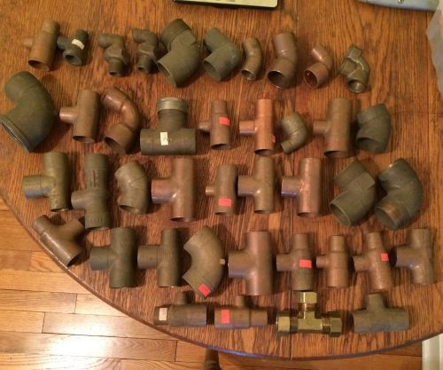 Approx 41pcs Brass and Copper Tees &amp; Elbows, 1/2, 3/4, 1, 1 /14, 1 1/2, 17lbs