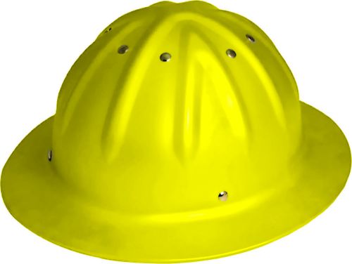 Aluminum Full Brim Hard Helmet 4 Point Ratchet Suspention Hard Hat Yellow