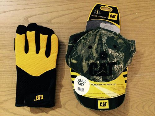 Caterpillar adjustable camo cap and padded grip work gloves - large - new for sale