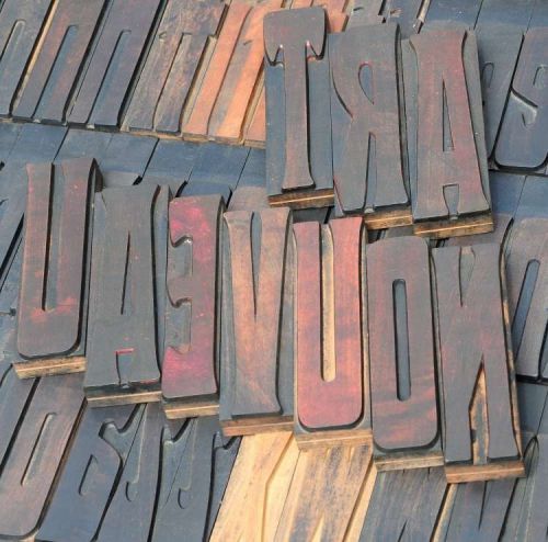 142pcs - 6.22&#034; letterpress wood printing blocks rare Art Nouveau wooden alphabet