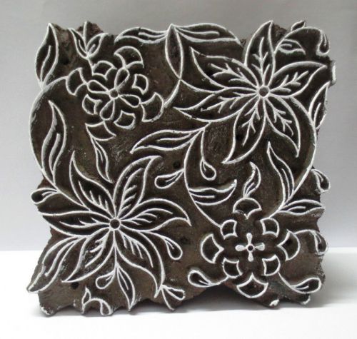INDIAN WOOD HAND CARVED TEXTILE PRINTING FABRIC BLOCK STAMP DESIGN HOT 131