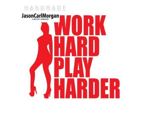 JCM® Iron On Applique Decal, Work Hard Play Hard Red