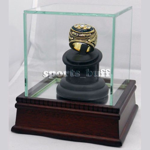 Championship ring display case solid cherry wood &amp; uv glass ring box for sale