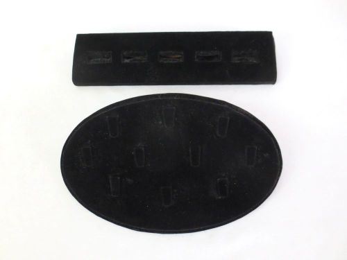Lot of 2 Jewelry Displays Oval and Rectangle Black Velvet Ring Display Holds 15