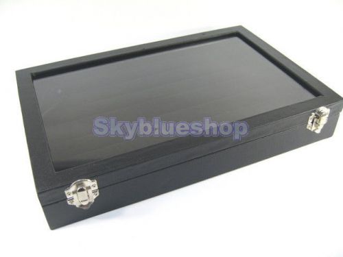 GLASS TOP BLACK RING DISPLAY CASE BOX TRAY SHOWCASE