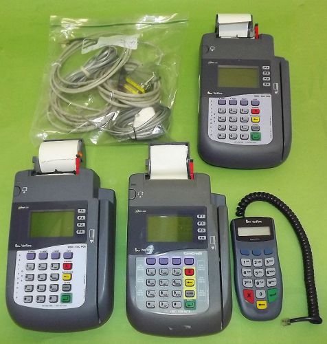 Lot 4 verifone omni 3300 credit card machine / printer / pinpad 1000se / cables for sale
