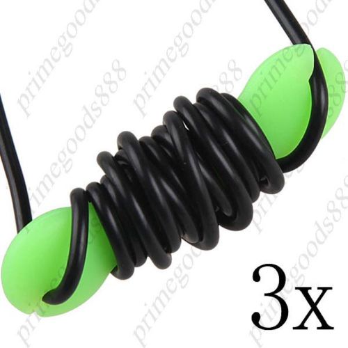 3 x Green Big Dumbbell Shaped Flexible Earphones Cable Cord Wrap Free Shipping