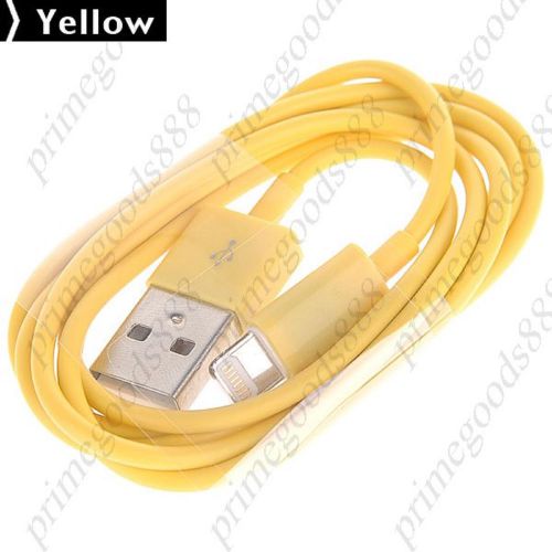 1M USB Male to 8 pin Lightning Round Cable Adapter Apple Free Shipping Yellow