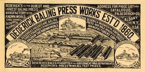 1892 ad p.k. dederick baling press farm harvest works agricultural aag1 for sale
