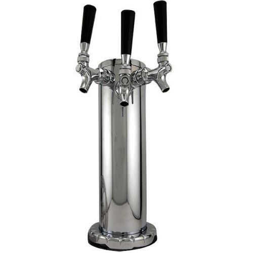Triple tap stainless steel draft beer tower 4&#034; dia - bar pub kegerator equipment for sale