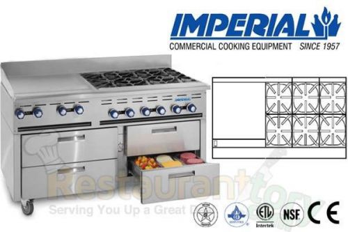 IMPERIAL COMM RANGE REFRIGERATED BASE SYS W/ 24&#034; GRIDDLE NAT GAS IR-6-GT24-4-SC