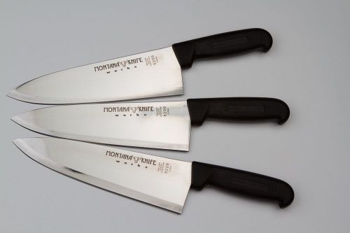 3 Montana Knifeworks 8” Chef Knives Black Fibrox Handle Cook’s French Brand New!