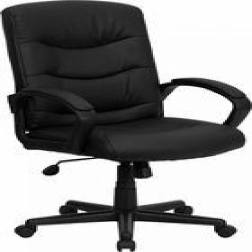 Flash Furniture GO-977-1-BK-LEA-GG Mid-Back Black Leather Office Chair