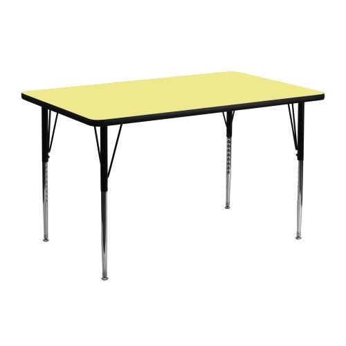 Flash furniture xu-a2448-rec-yel-t-a-gg 24&#034;x 48&#034; rectangular activity table with for sale
