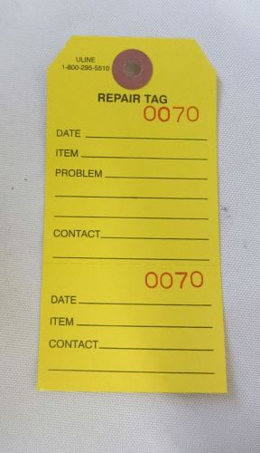 ULINE Yellow Repair Tags S-7220Y