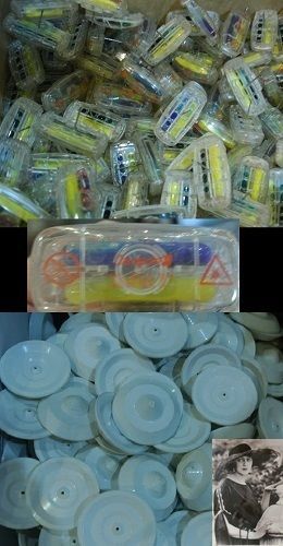 100 LOT EAS EXPLODING INK TAGS SECURITY ANTI THEFT PIN &amp; BACK CLEAR CLOTHES UFO