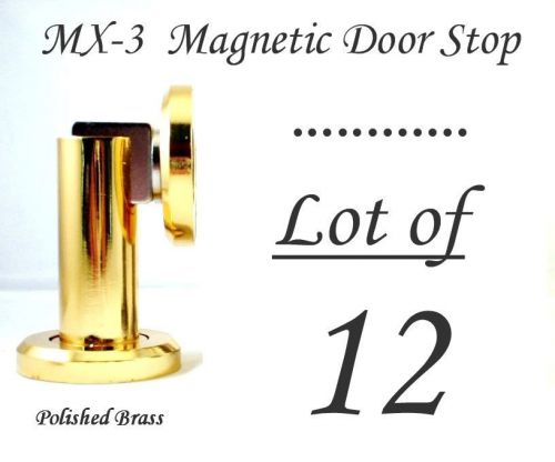 Lot of 12 ~ mx-3 brass finish *magnetic* door stops ~ commercial grade quality for sale