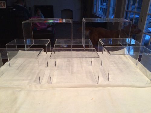 Set of 8 Acrylic  Clear Riser 7&#034; Stand  Display Jewelry