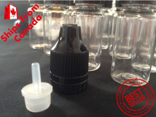 50 qty 30ml clear plastic dropper bottle- child proof tamper evident thin tip for sale