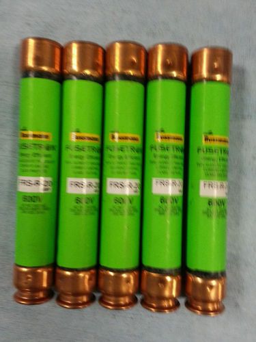 New Lot of 5 Bussmann Fusetron FRS-R-20 Amp Fuses Class RK5 600 Volts