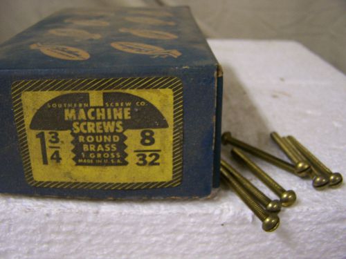 8-32 x 1 3/4&#034;  brass machine screw round head slotted made in usa qty. 144 for sale