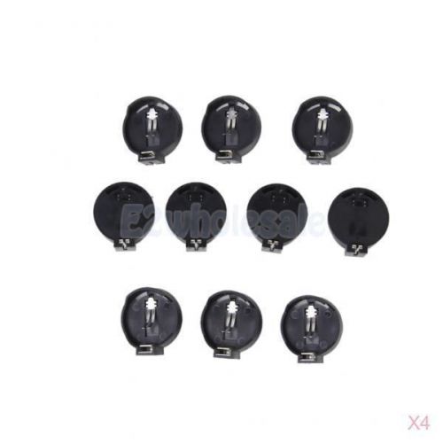 40pcs CR2032 Button Coin Cell Battery Socket Connector Holder Cases Black