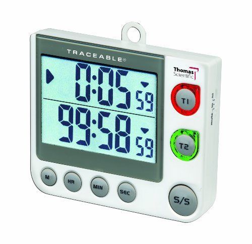 Thomas 5017 traceable flashing led big-digit dual channel timer  3&#034; width x 3.5&#034; for sale