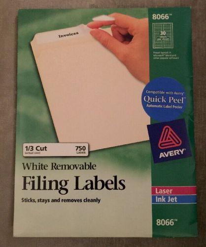 Avery Removable Filing Labels  8066 0.66&#034; W X 3.43&#034; L - 750 LABELS