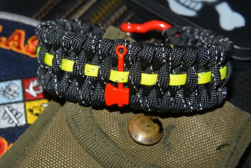 Reflective firefighter fire rescue bunker turnout gear 550 paracord bracelet for sale