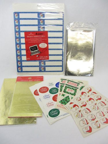 Holiday Sticker Lot Santa Avery 5161 Labels, Stickers, Gift Seals, Crafting Foil