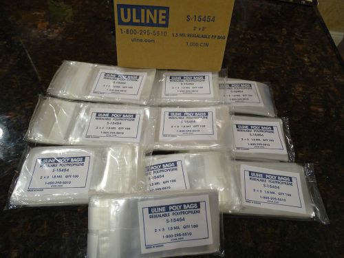 1000 PC. ULINE 2&#034;X3&#034; 1.5 MIL RESEALABLE POLY BAGS - #S-15454 BRAND NEW