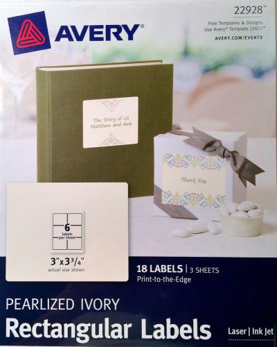 Avery &#034;22928&#034; Print-to-the-Edge Pearlized Ivory Rectangular Labels (3&#034; x 3 3/4&#034;)