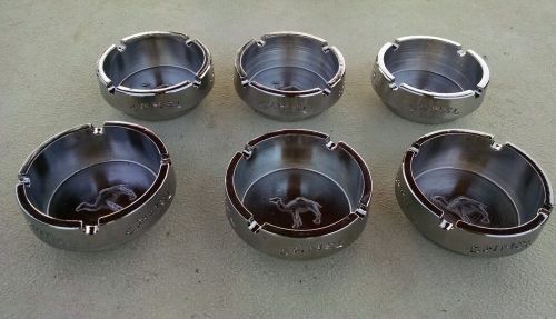 Lot of 6 3&#034; x 1&#034;, Chrome Plated, Camel Ashtrays with Camel Logo!