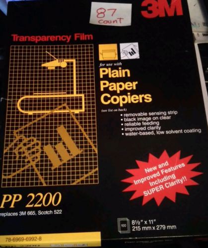3M Transparency Film PP2200/Plain Paper Copiers/ 87 New Sheets