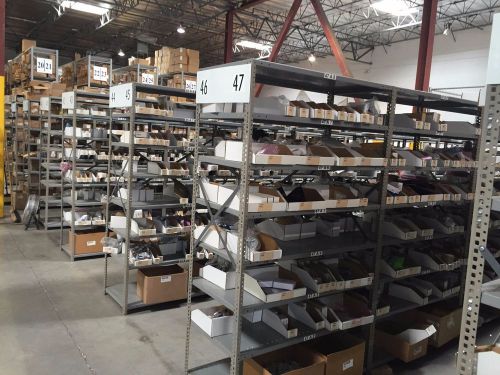 Grey metal shelving units - 48&#034; x 24&#034; x 84&#034; (8 shelves per unit) for sale