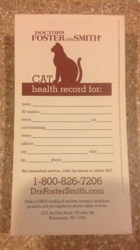 Veterinary Feline Cat Medical Records Immunization Documents Foster &amp;Smith