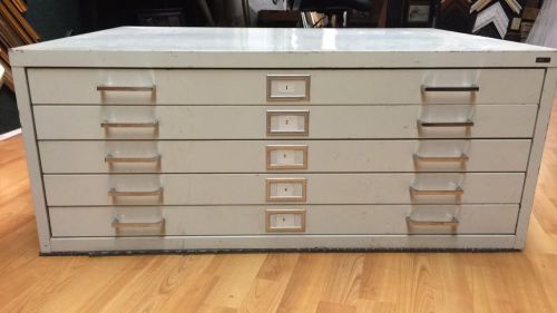 Safco steel flat file in white w 5 drawers (for 36&#034; x 24&#034; documents) for sale