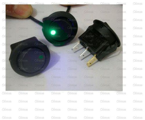 AC 125V/250V Green Car Round Dot LED Light Rocker Toggle Switch 3 Pins