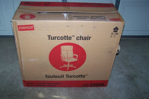 STAPLES TURCOTTE LUXURA EXECUTIVE BROWN HIGH BACK CHAIR MODEL 23095