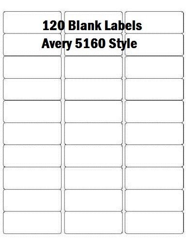 120 BLANK 1&#034;x 2-5/8&#034; White Mailing Address Laser Labels - Ready For Your Printer