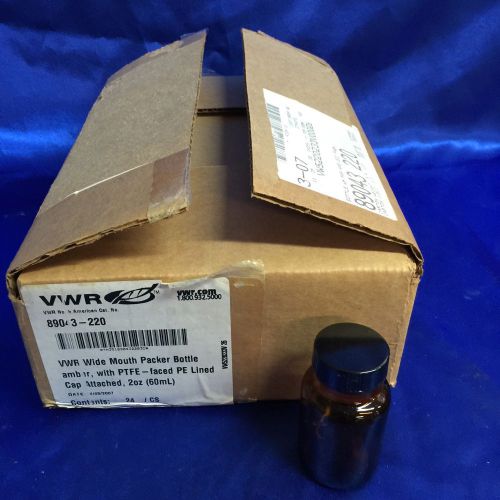 VWR Wide Mouth Amber Packer Bottles W/ PTFE Cap Seals 89043-220