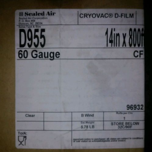 Sealed Air Cryovac Film Shrink Film. D955 800ft roll 14&#034;