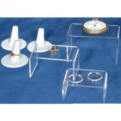 3 faux leather ring finger display 3 acrylic risers for sale