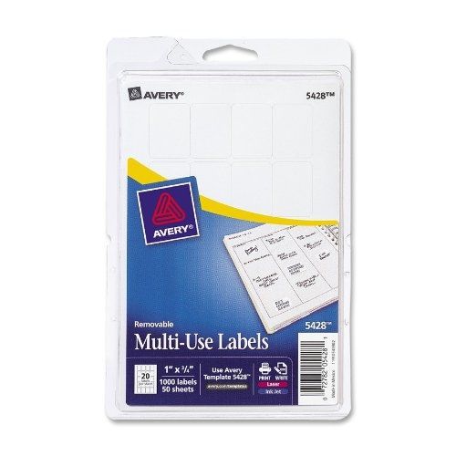 Avery Self-Adhesive Removable Labels, 0.75 x 1 Inches, White, 1000 per Pack