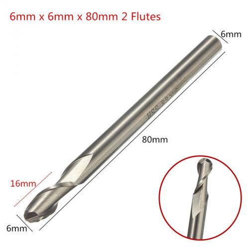 Hss straight 80mm long shank 2 flute ball nose end  mill milling cutter tool #v1 for sale