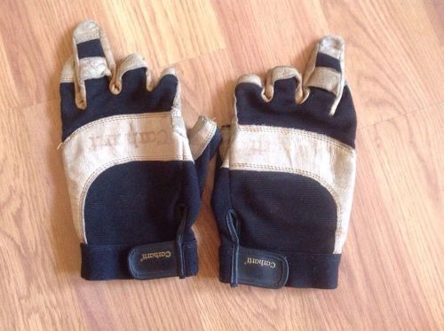 Carhartt Fingerless Dexterity Gloves Leather Work Hunting SZ Large USED