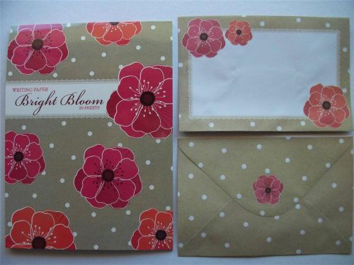 Writing Stationery Set Note Pad Paper With FREE Envelopes, Bright Bloom Design