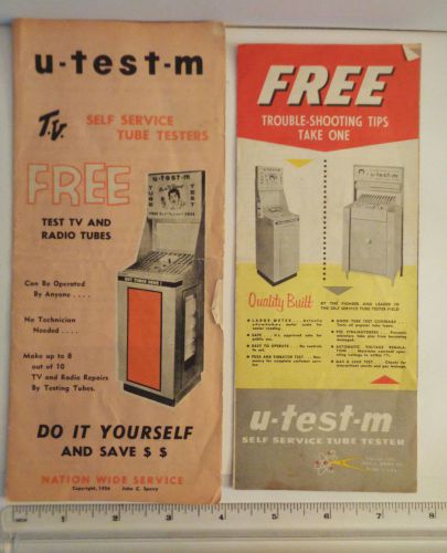 Vintage 1950&#039;s Drugstore U-TEST-M self service tube tester brochures