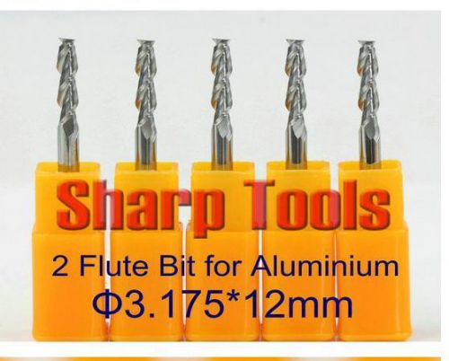 5pcs 3.175*12mm 2flute aluminum cutter end mill cnc router bits cu pvc for sale